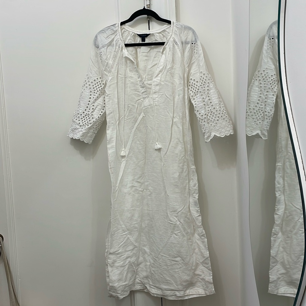 J. Crew white eyelet midi caftan cover up, size S. Never worn.